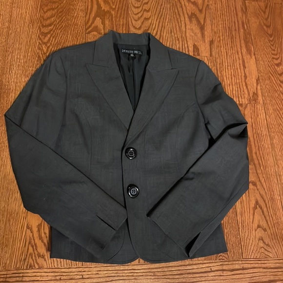 Lafayette 148 New York 2 button closure blazer gray polished sophisticated sz 6 - Picture 12 of 12